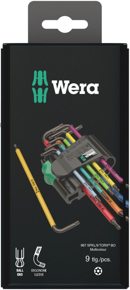 Wera 05073599001 5073599001 Cle mâle tête spherique torx 967/9 PKL TX 1 SB (jeu de 9)