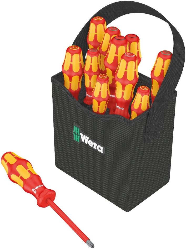 Wera 05004310001 Kraftform Jeu de tournevis VDE 2go 100 avec pointe laser, 11 pièces