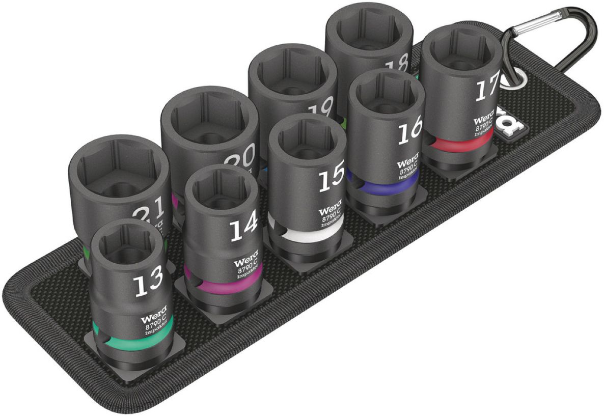 Wera 05004580001 Ceinture C Impaktor 1 Jeu de douilles, avec entraînement 1/2", 10 pièces