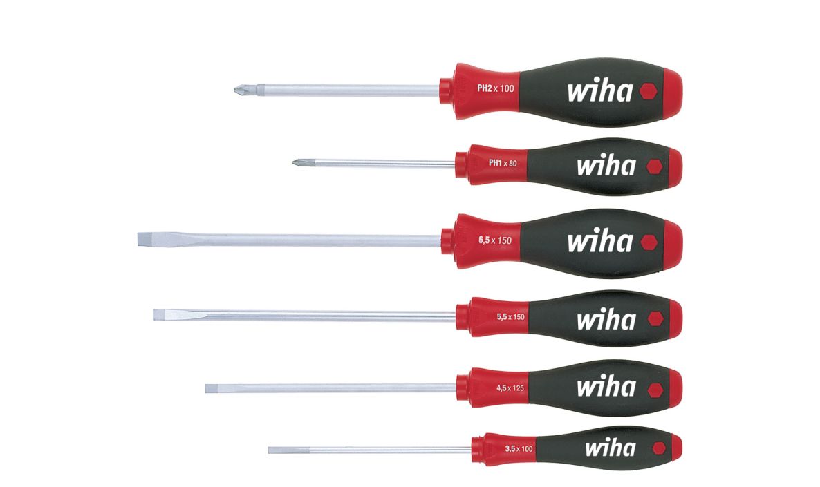 Wiha 07152 302HK6SO Jeu de tournevis SoftFinish à fente Philips 6 pièces