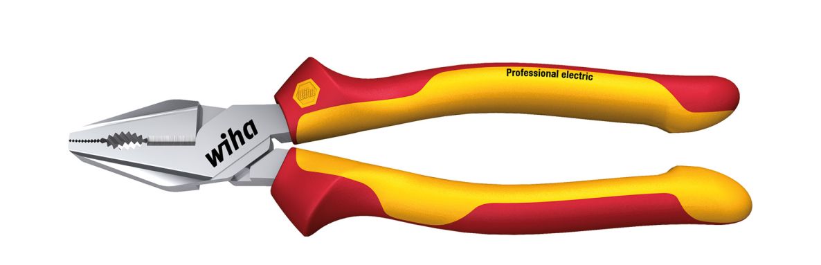 Wiha 26717 Pince combinée professionnelle électrique avec DynamicJoint® et OptiGrip avec tranchant extra long  225 mm