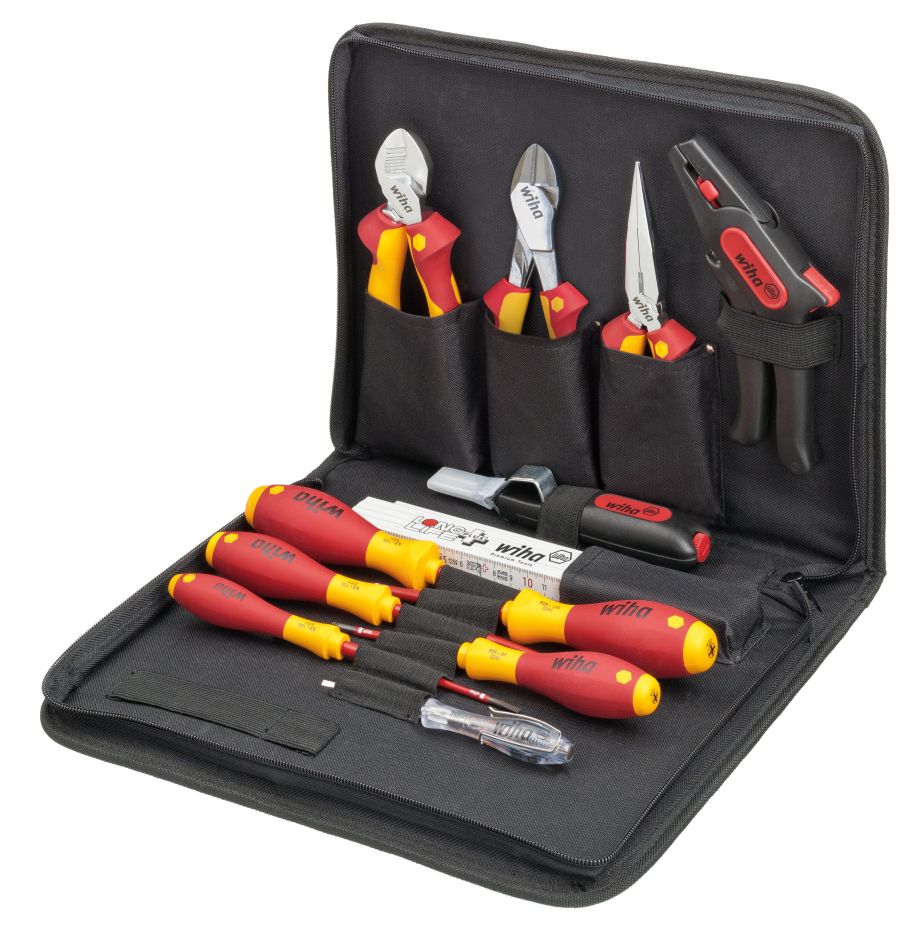 Wiha 36389 Kit d'outils d'électricien assorti 12 pièces dans une mallette ()