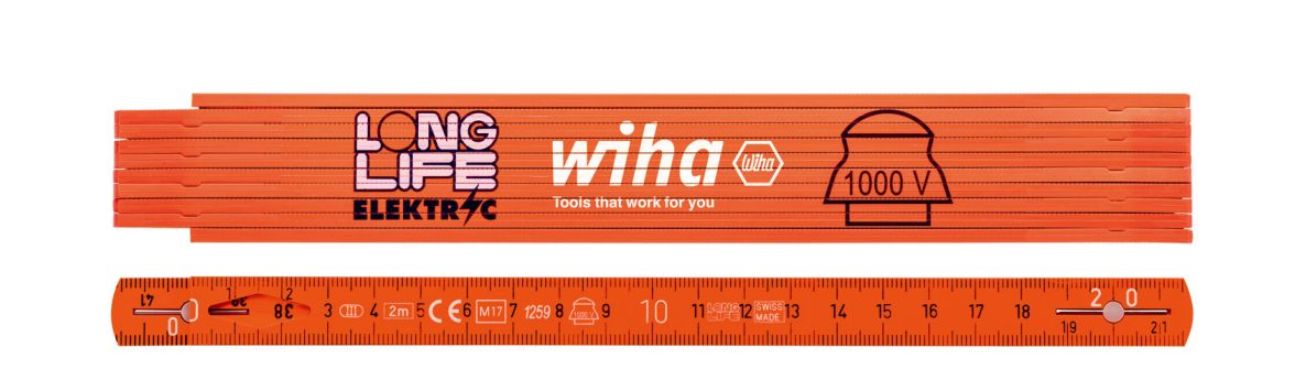 Wiha 42068 Pinceau d'électricien Longlife 2 m métrique, 10 pièces orange