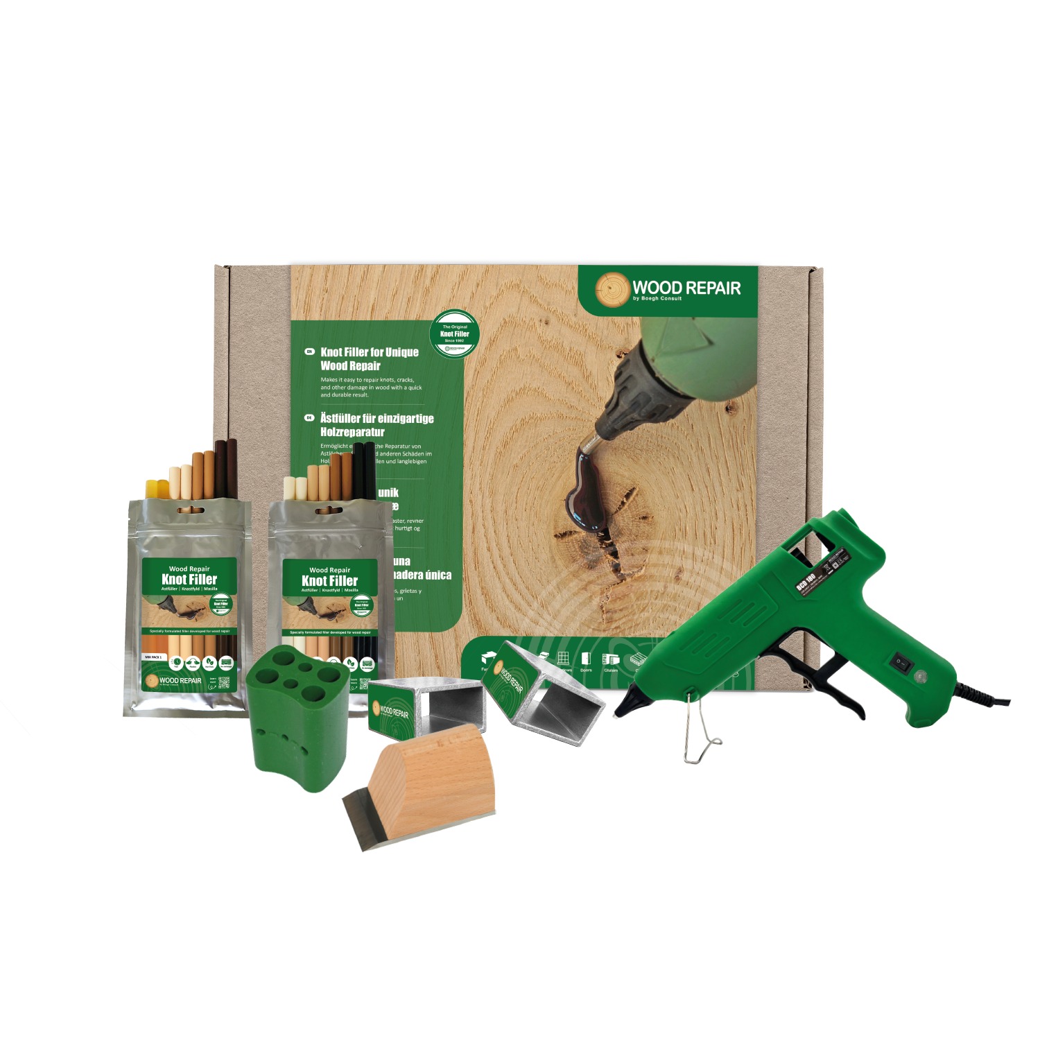 Wood Repair WRE-50036 BCD 180 Pistolet de remplissage pour boutons R&eacute;paration du bois Kit PLUS+ en bo&icirc;te