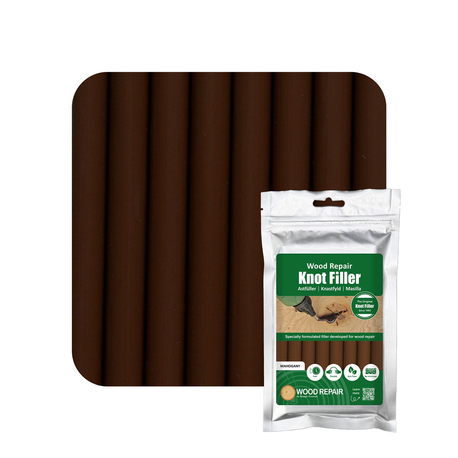 Wood Repair WRE-10112 Cartouche de remplissage de nœuds 150 mm 8pcs. Acajou