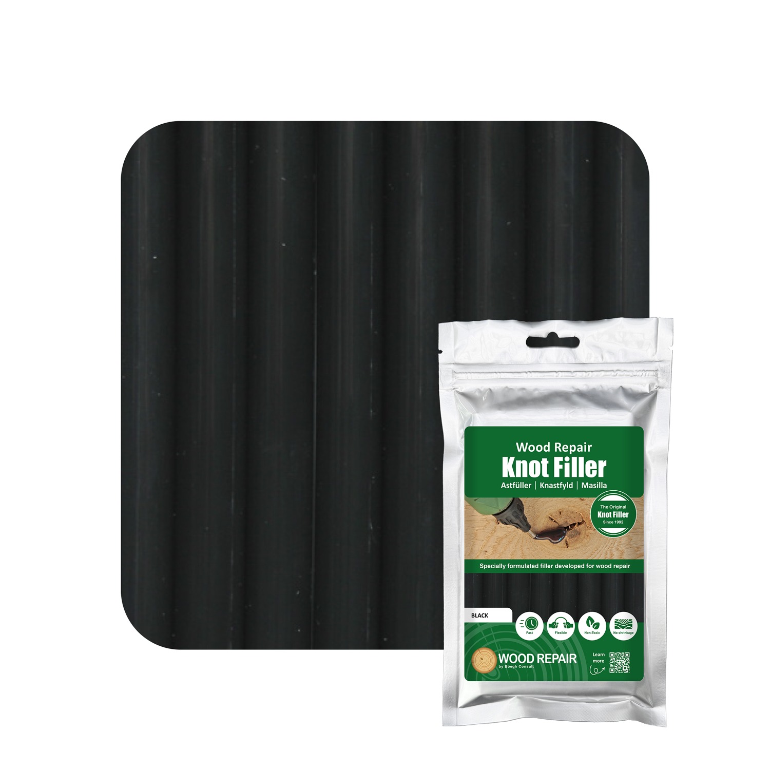 Wood Repair WRE-10113 Cartouche de remplissage de nœuds 150 mm 8pcs. Noir