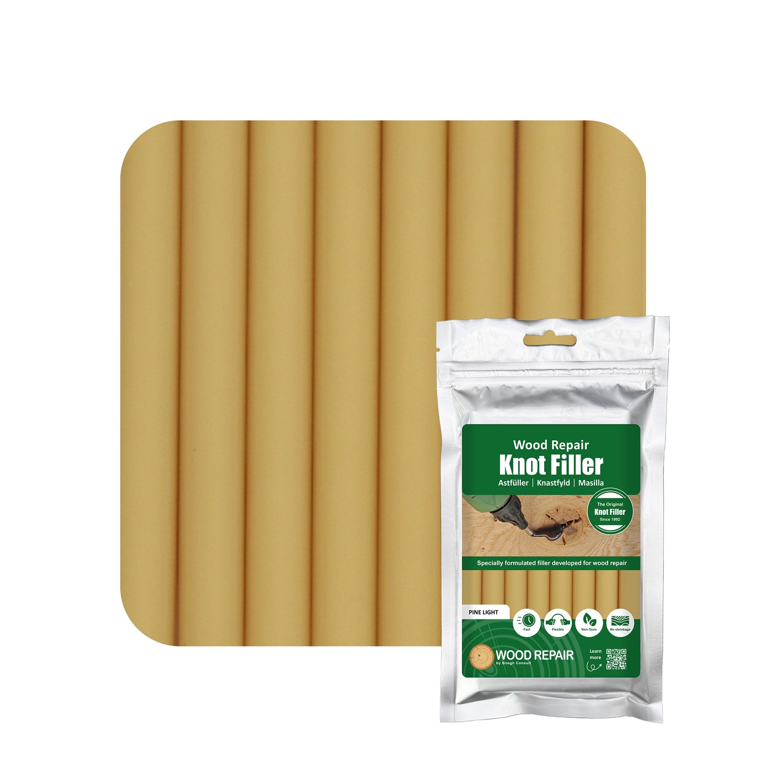 Wood Repair WRE-10111 Cartouche de remplissage de nœuds 150 mm 8pcs. Pin clair