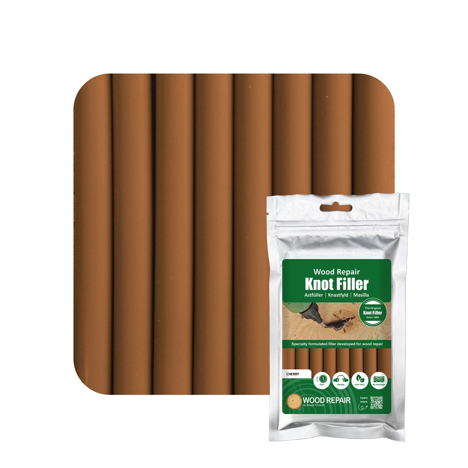 Wood Repair WRE-10109 Cartouche de remplissage de nœuds 150 mm 8pcs. Cherrey