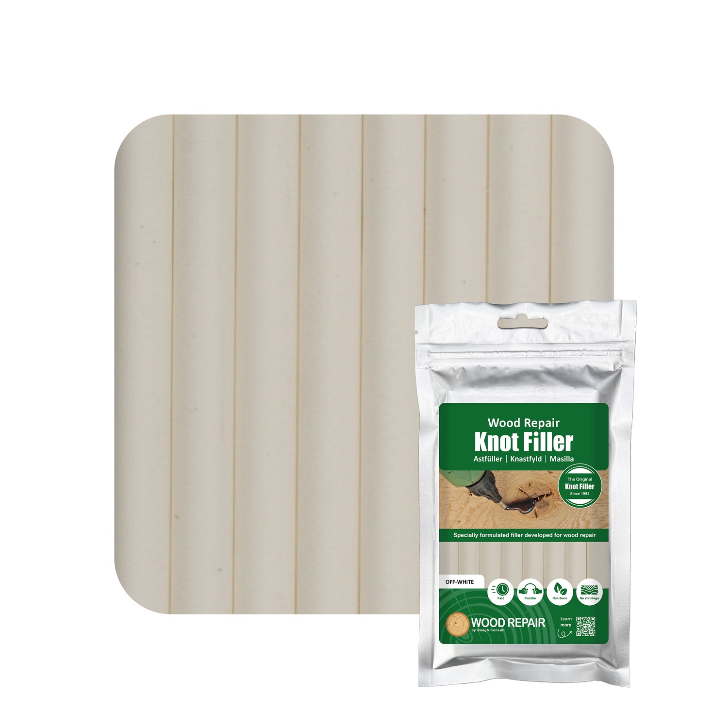 Wood Repair WRE-10116 Cartouche de remplissage de nœuds 150 mm 8pcs. Blanc cassé